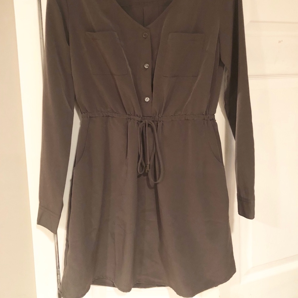 Olive Green Polyester Short Dress